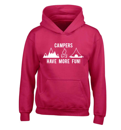 Campers have more fun children's pink hoodie 12-13 Years