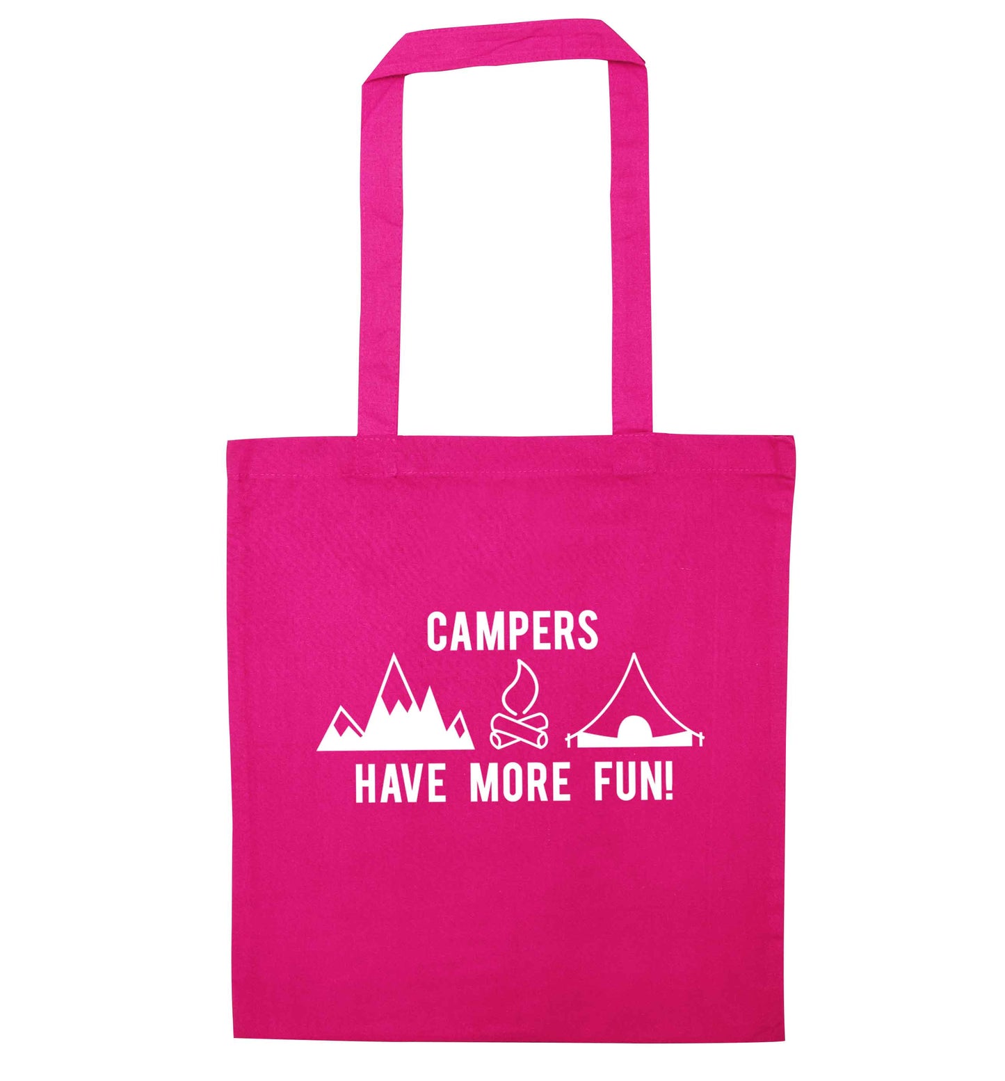 Campers have more fun pink tote bag