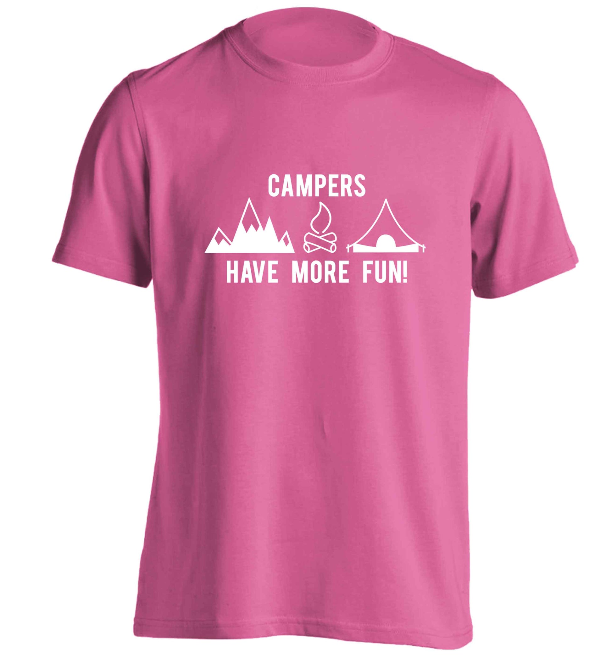 Campers have more fun adults unisex pink Tshirt 2XL
