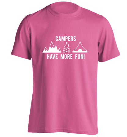 Campers have more fun adults unisex pink Tshirt 2XL