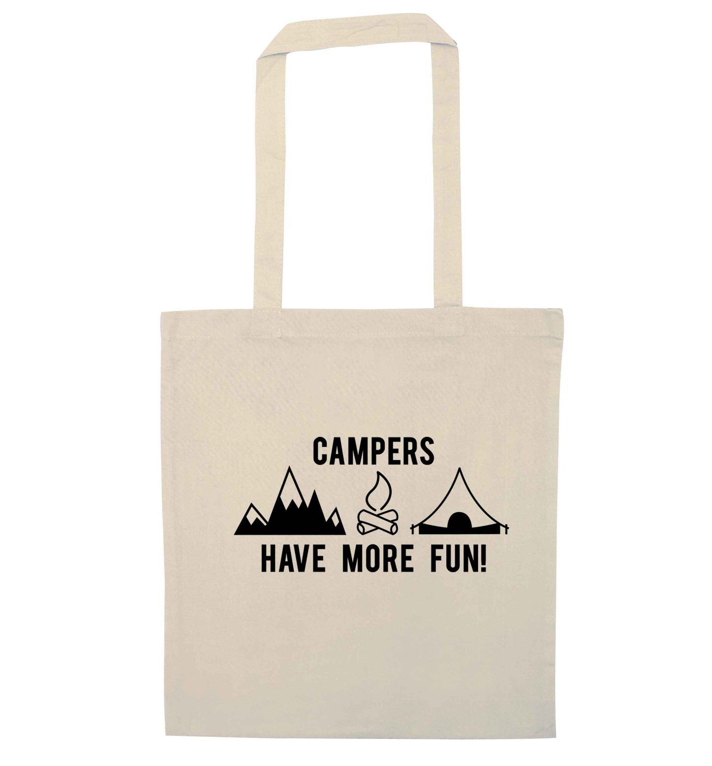 Campers have more fun natural tote bag
