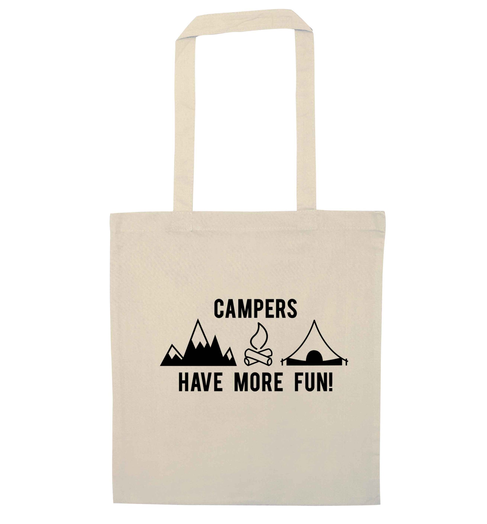 Campers have more fun natural tote bag