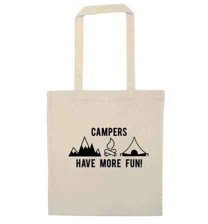 Campers have more fun natural tote bag