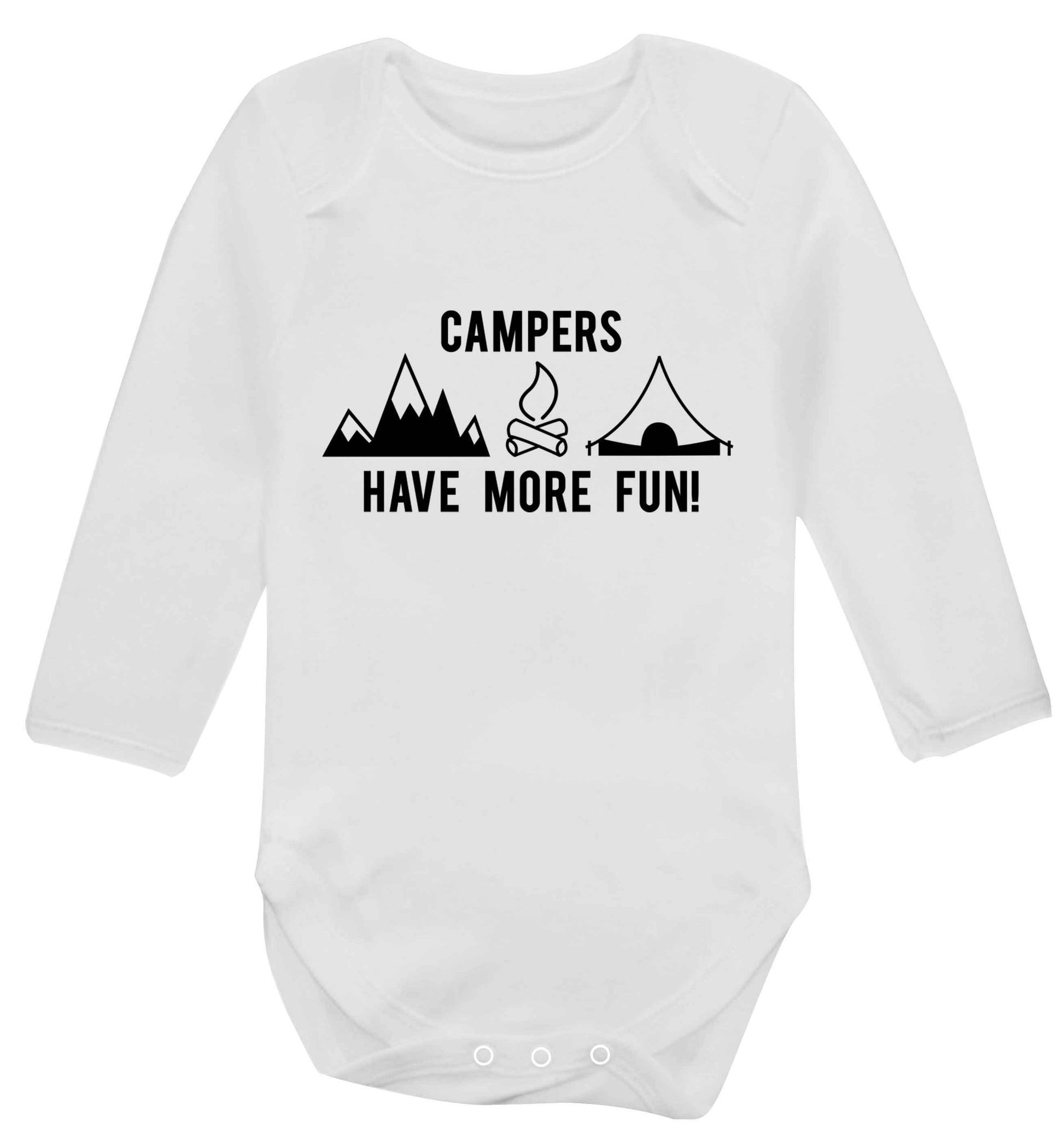 Campers have more fun Baby Vest long sleeved white 6-12 months