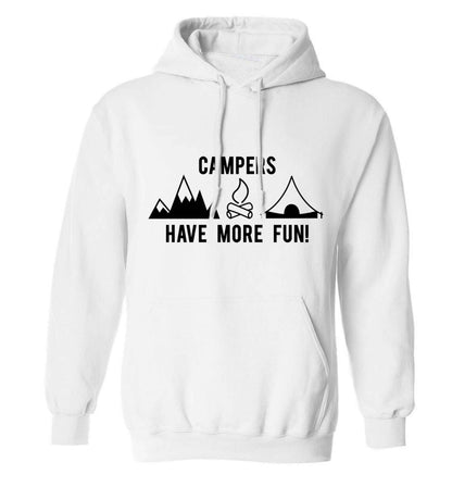 Campers have more fun adults unisex white hoodie 2XL