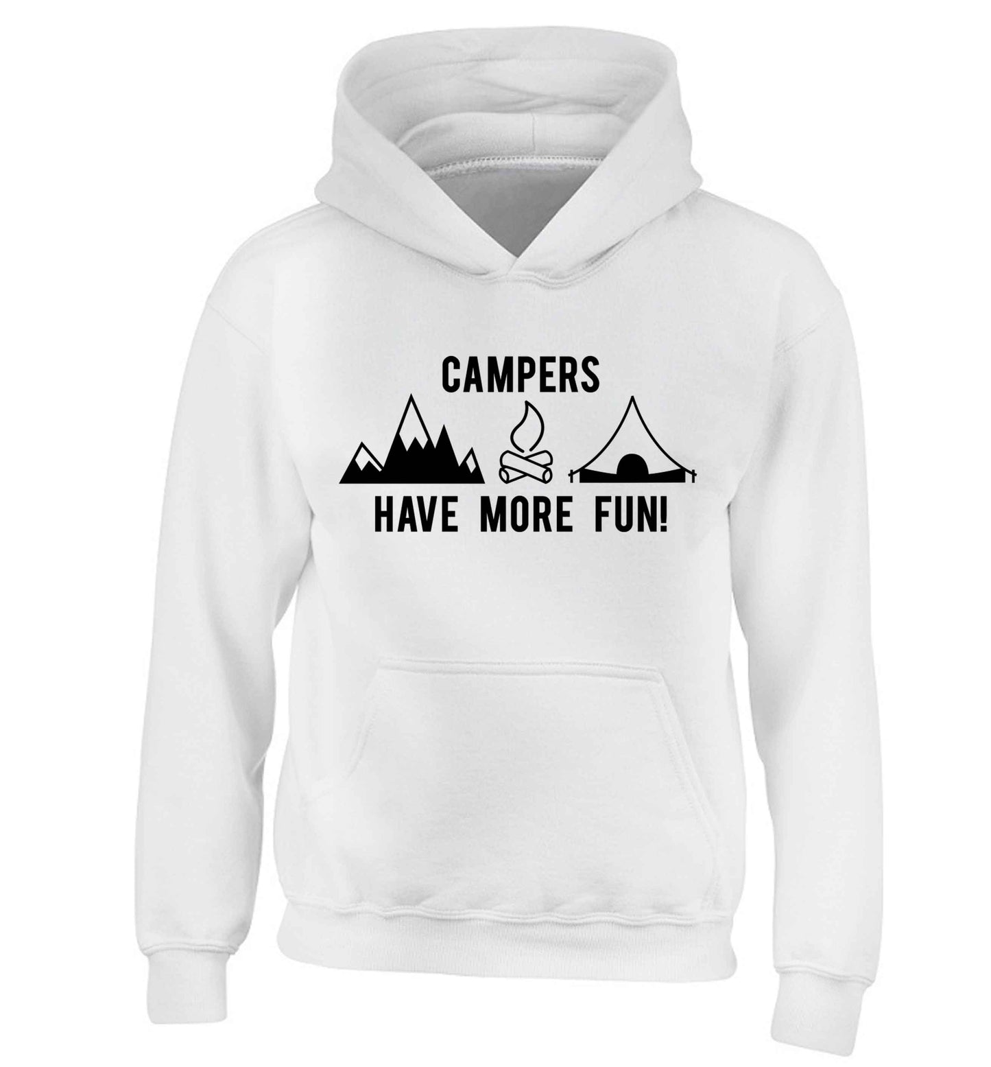 Campers have more fun children's white hoodie 12-13 Years