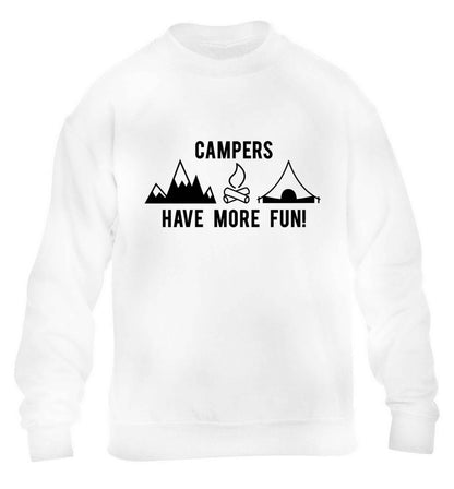 Campers have more fun children's white sweater 12-13 Years