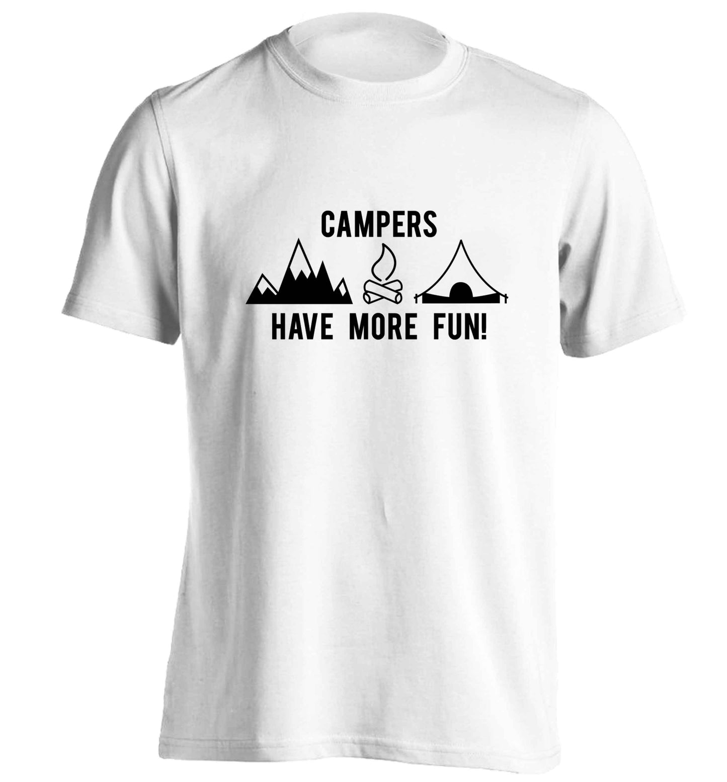 Campers have more fun adults unisex white Tshirt 2XL