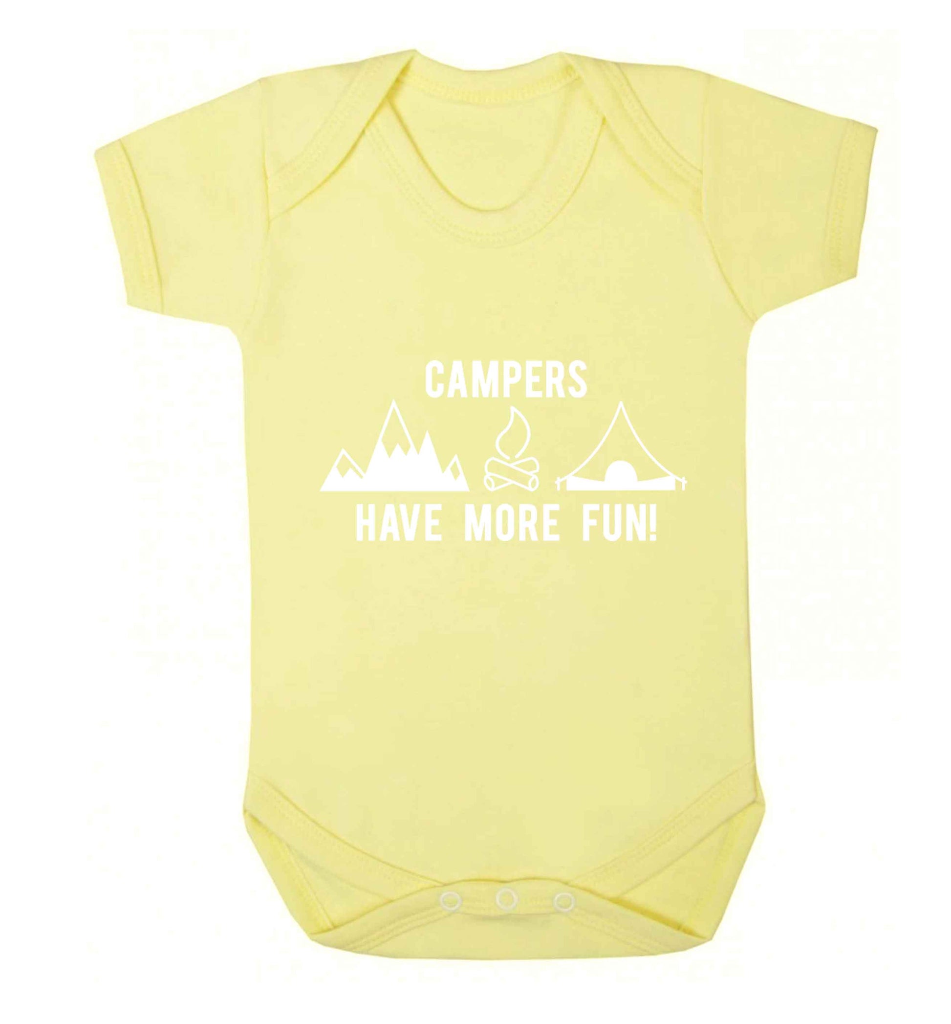 Campers have more fun Baby Vest pale yellow 18-24 months