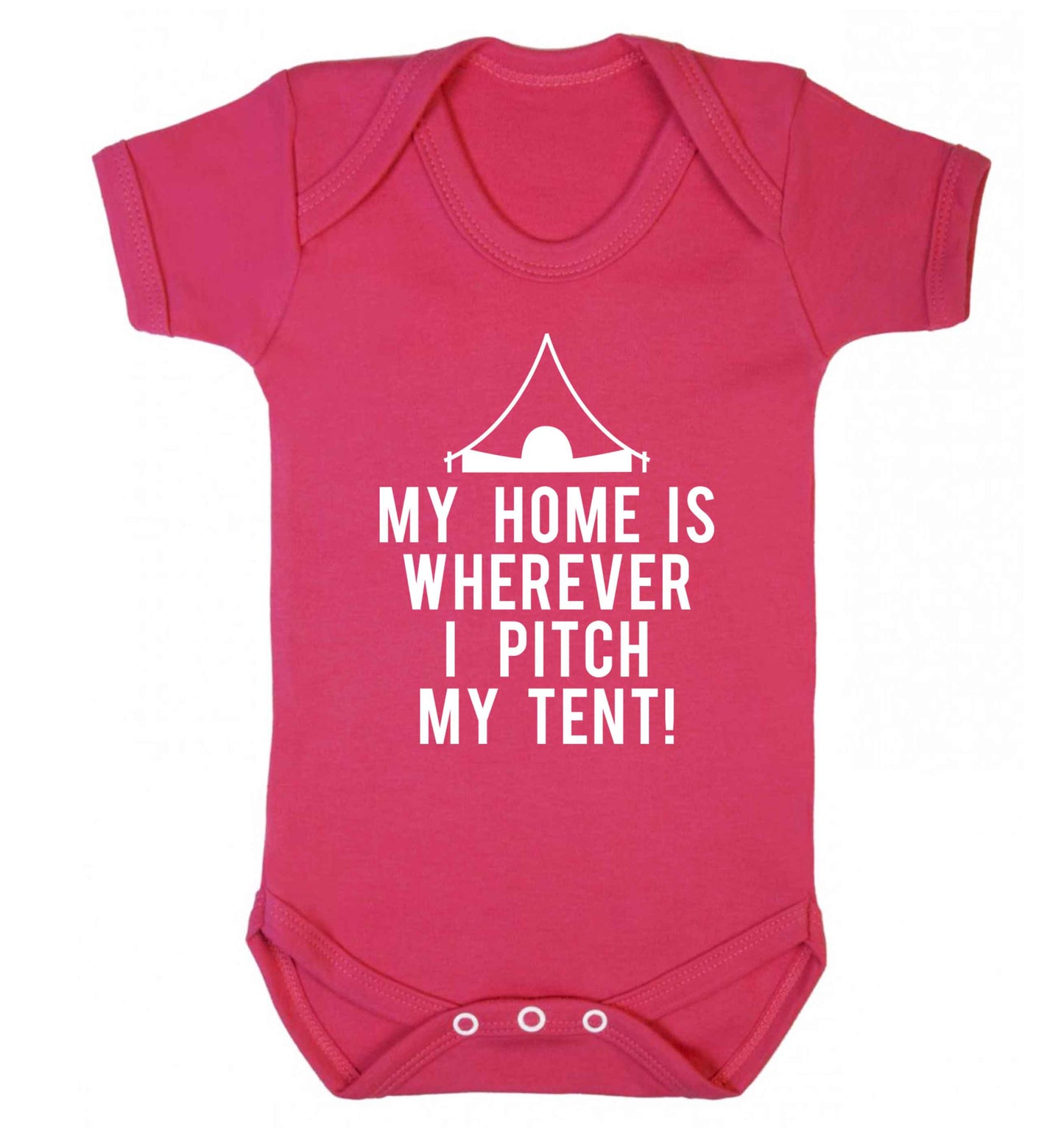 My home is wherever I pitch my tent! Baby Vest dark pink 18-24 months