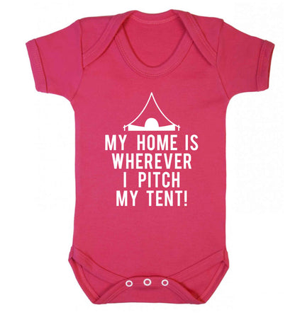 My home is wherever I pitch my tent! Baby Vest dark pink 18-24 months