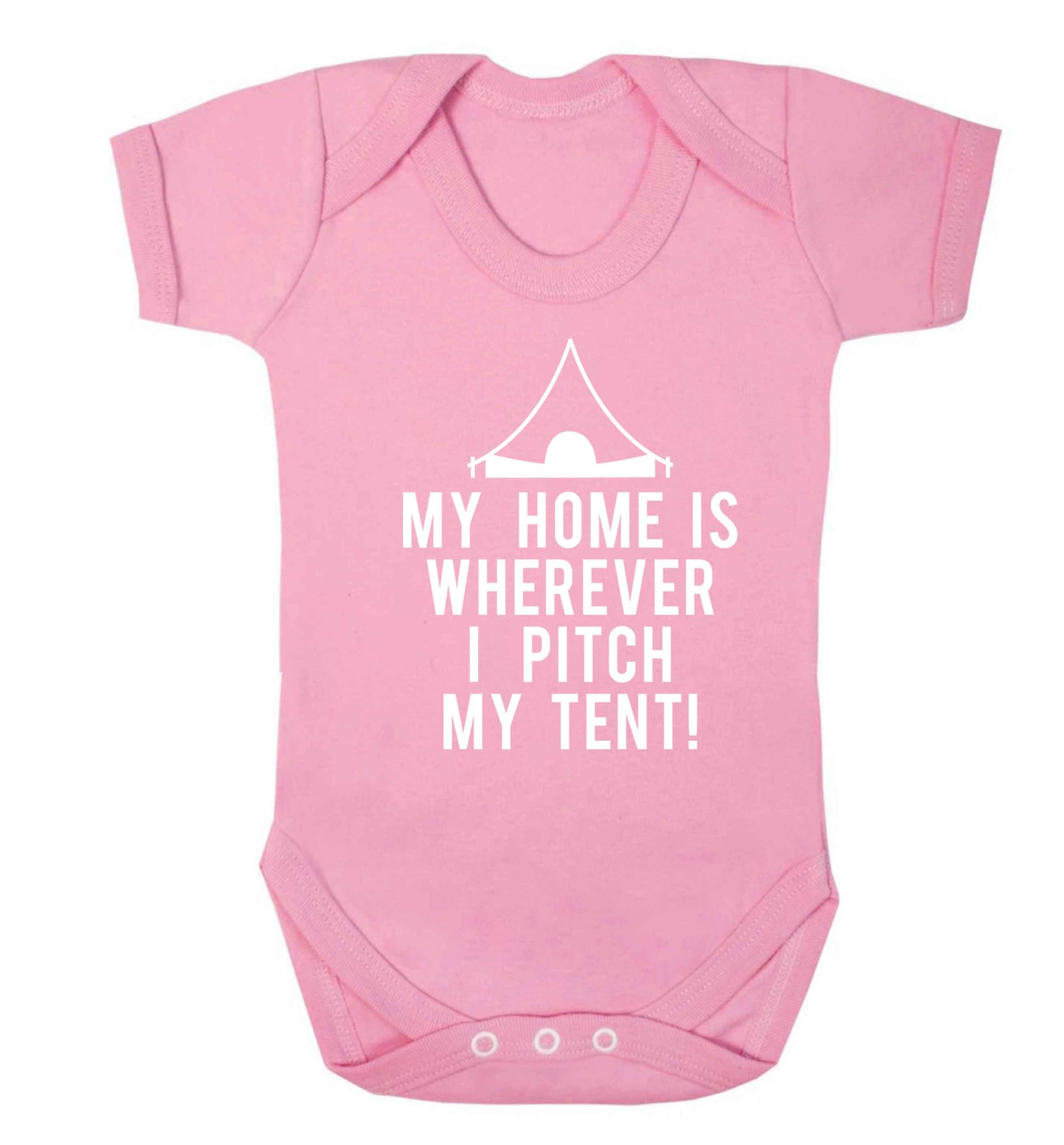 My home is wherever I pitch my tent! Baby Vest pale pink 18-24 months
