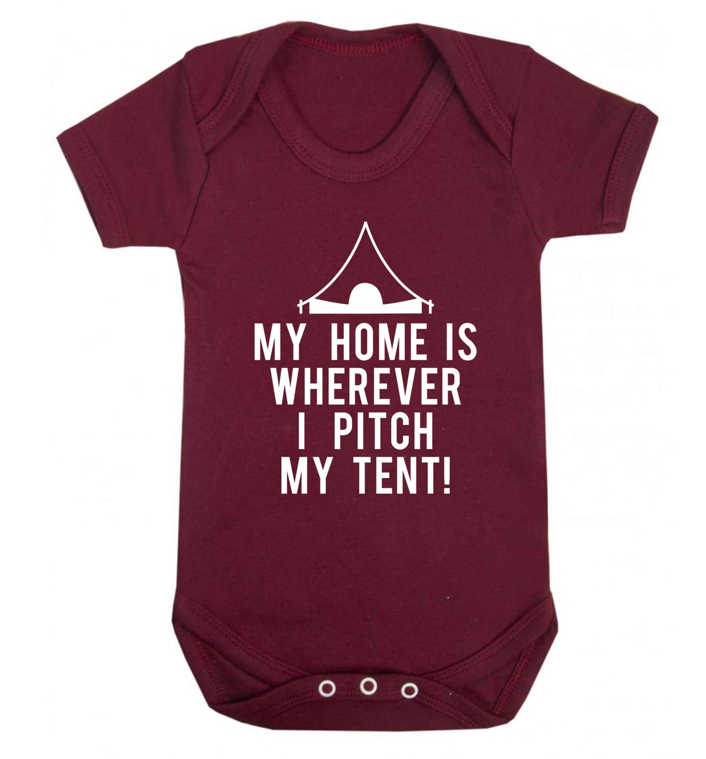My home is wherever I pitch my tent! Baby Vest maroon 18-24 months