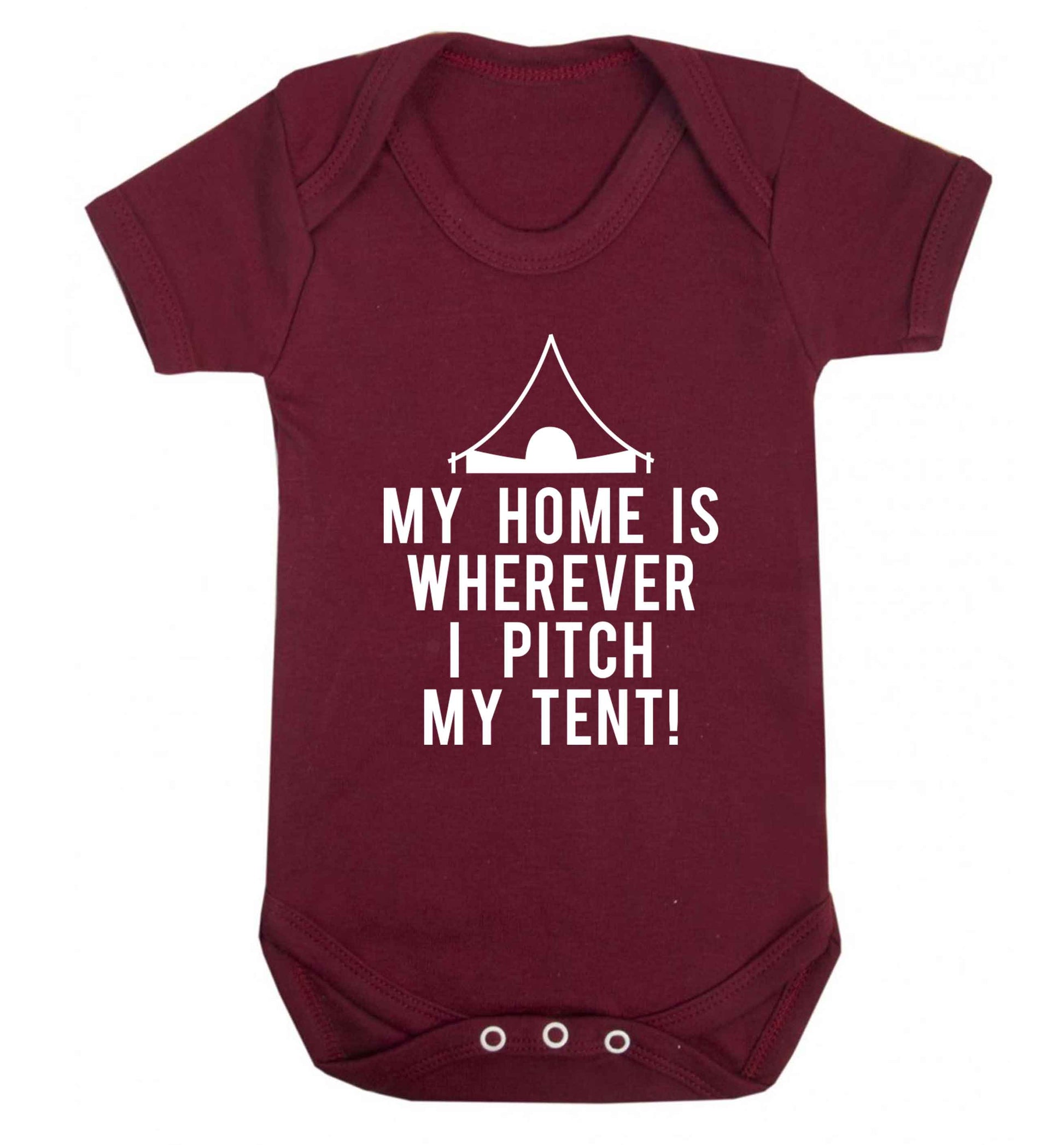 My home is wherever I pitch my tent! Baby Vest maroon 18-24 months