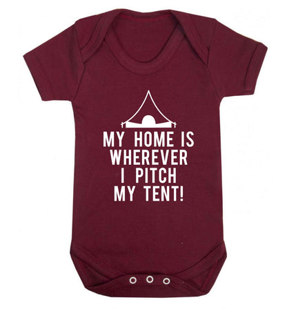 My home is wherever I pitch my tent! Baby Vest maroon 18-24 months