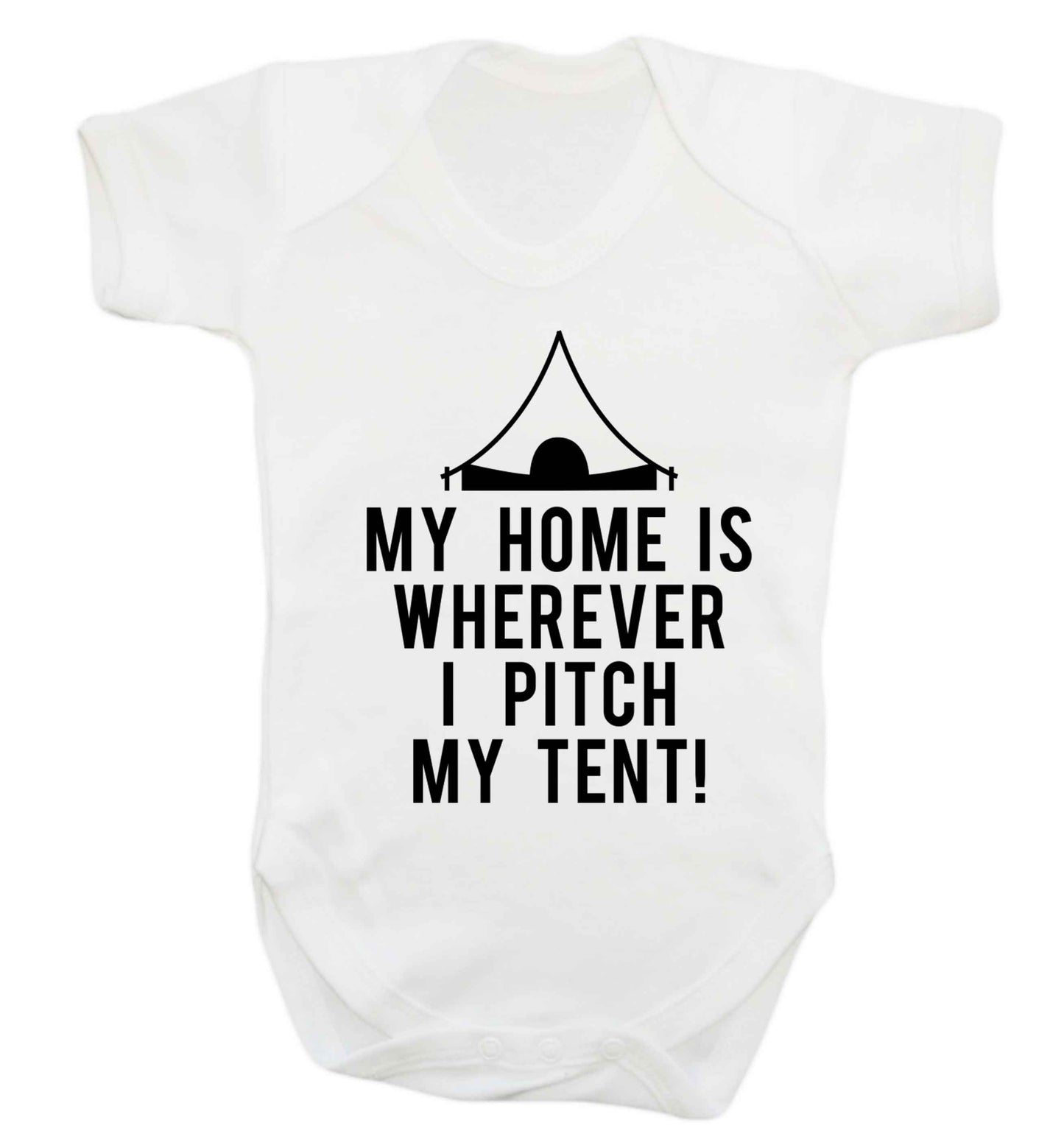 My home is wherever I pitch my tent! Baby Vest white 18-24 months