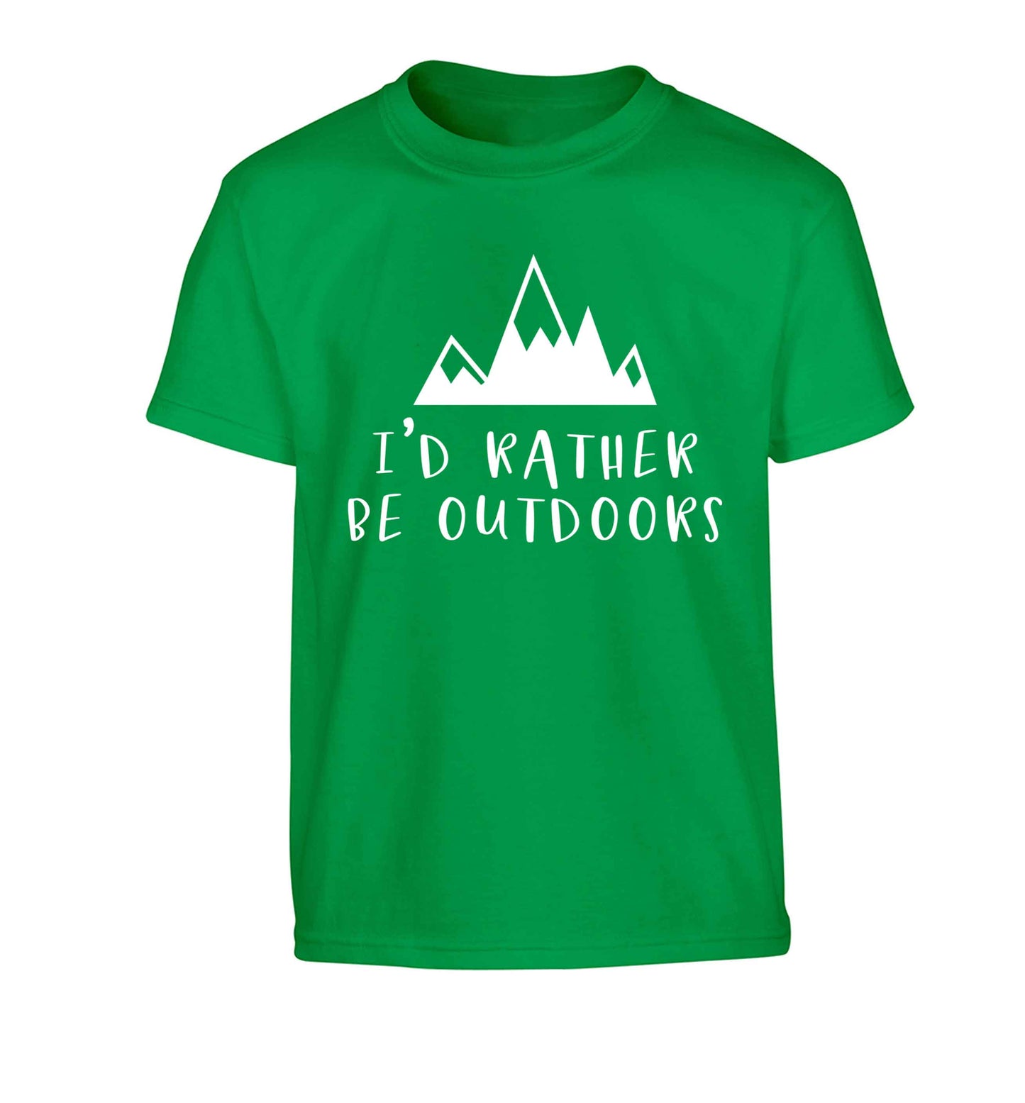 I'd rather be outdoors Children's green Tshirt 12-13 Years