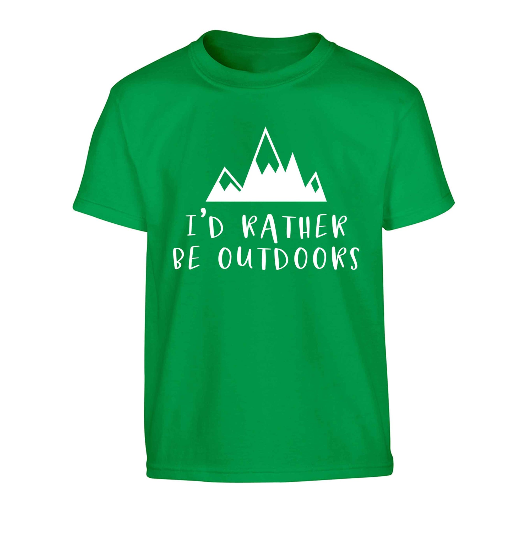 I'd rather be outdoors Children's green Tshirt 12-13 Years