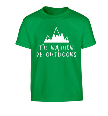 I'd rather be outdoors Children's green Tshirt 12-13 Years