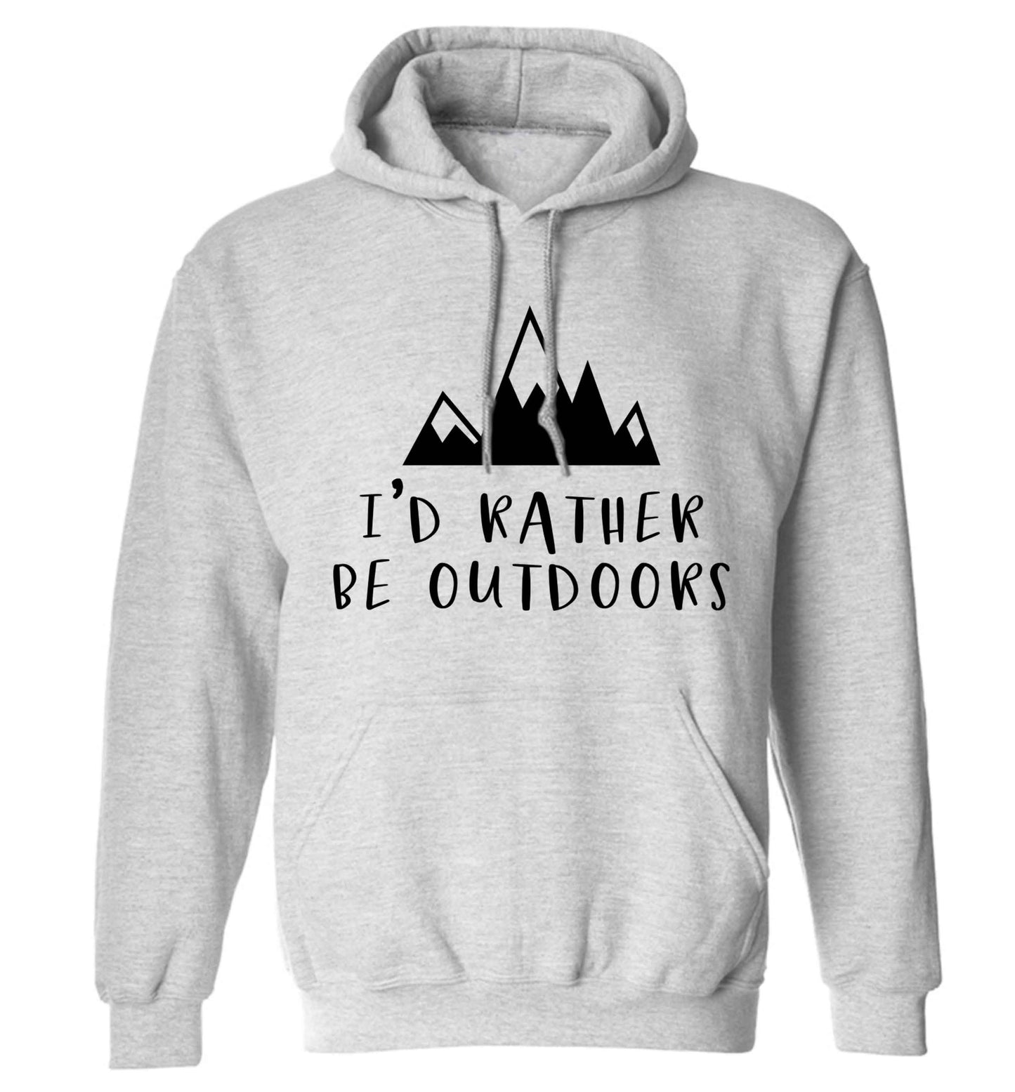 I'd rather be outdoors adults unisex grey hoodie 2XL