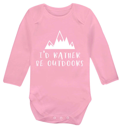 I'd rather be outdoors Baby Vest long sleeved pale pink 6-12 months