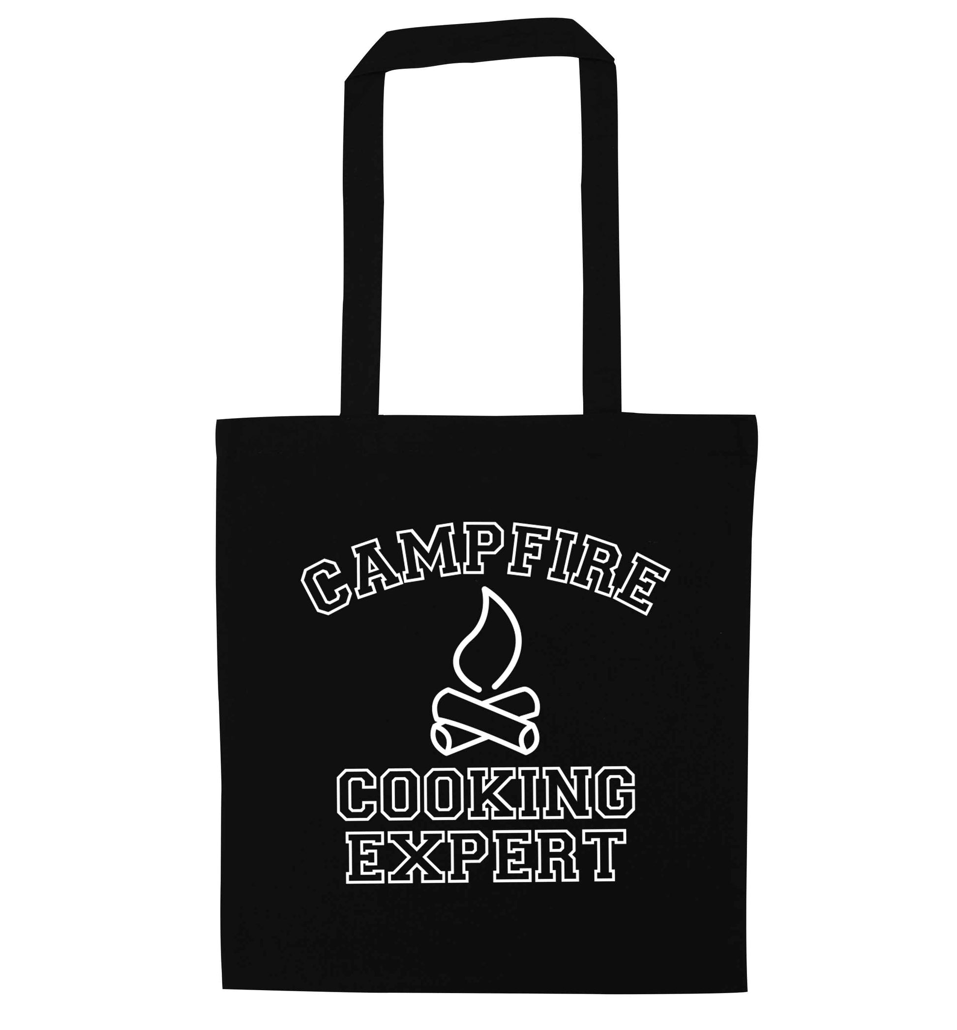 Campfire cooking expert black tote bag