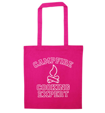 Campfire cooking expert pink tote bag