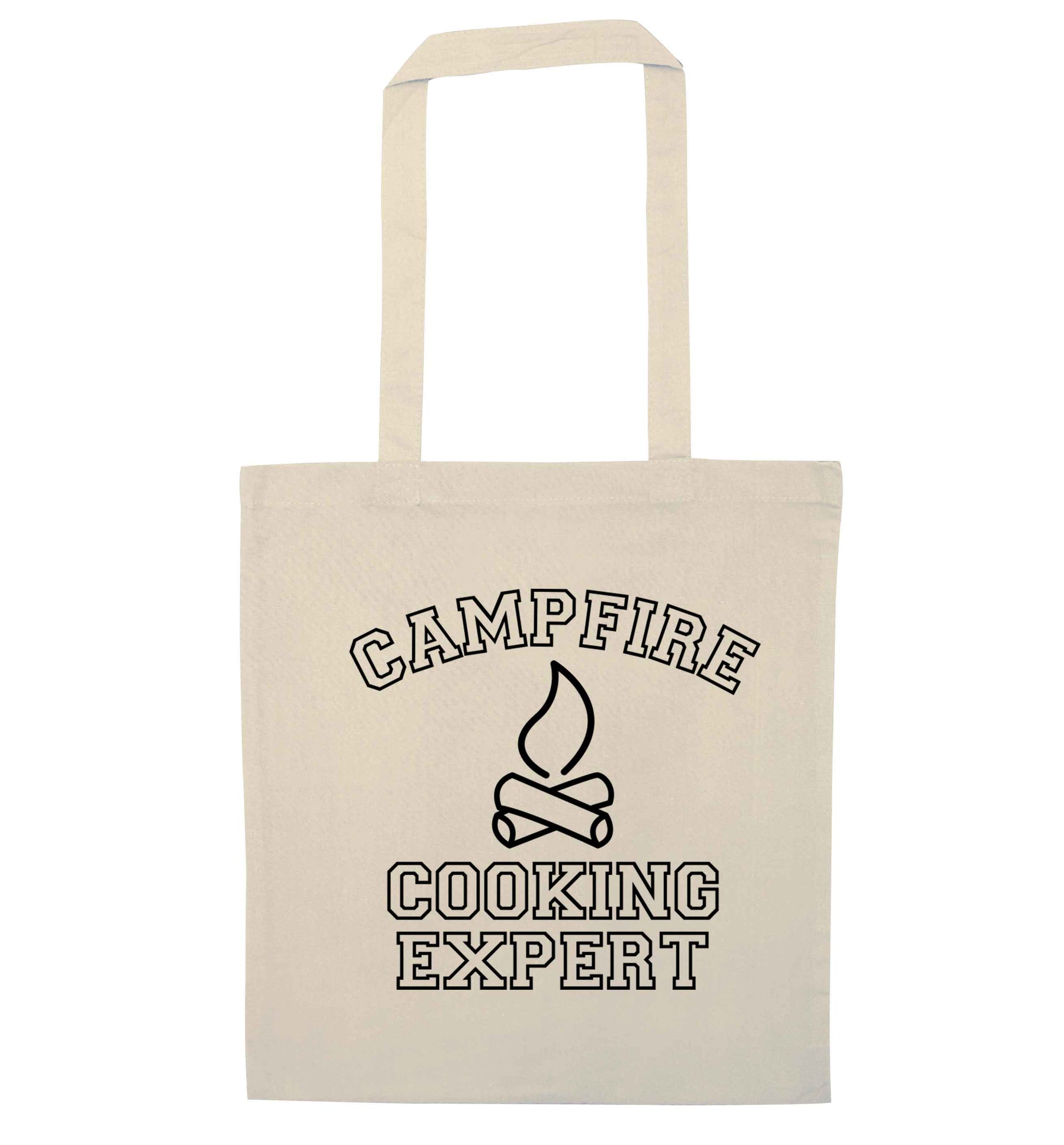 Campfire cooking expert natural tote bag
