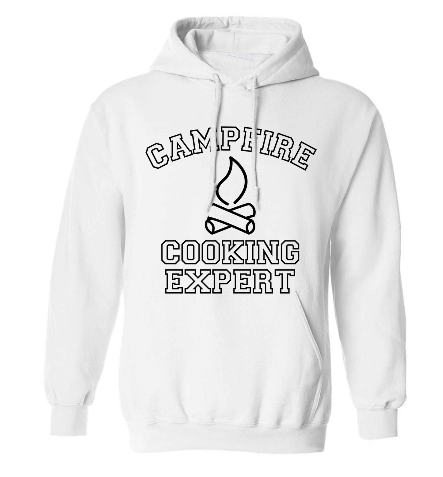 Campfire cooking expert adults unisex white hoodie 2XL