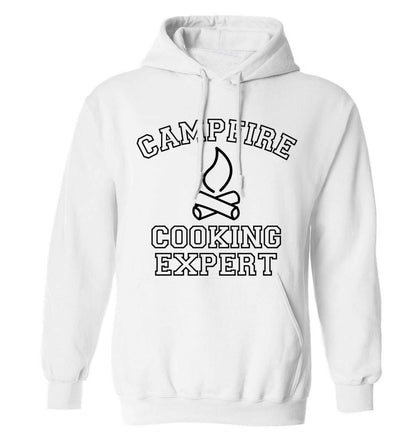 Campfire cooking expert adults unisex white hoodie 2XL
