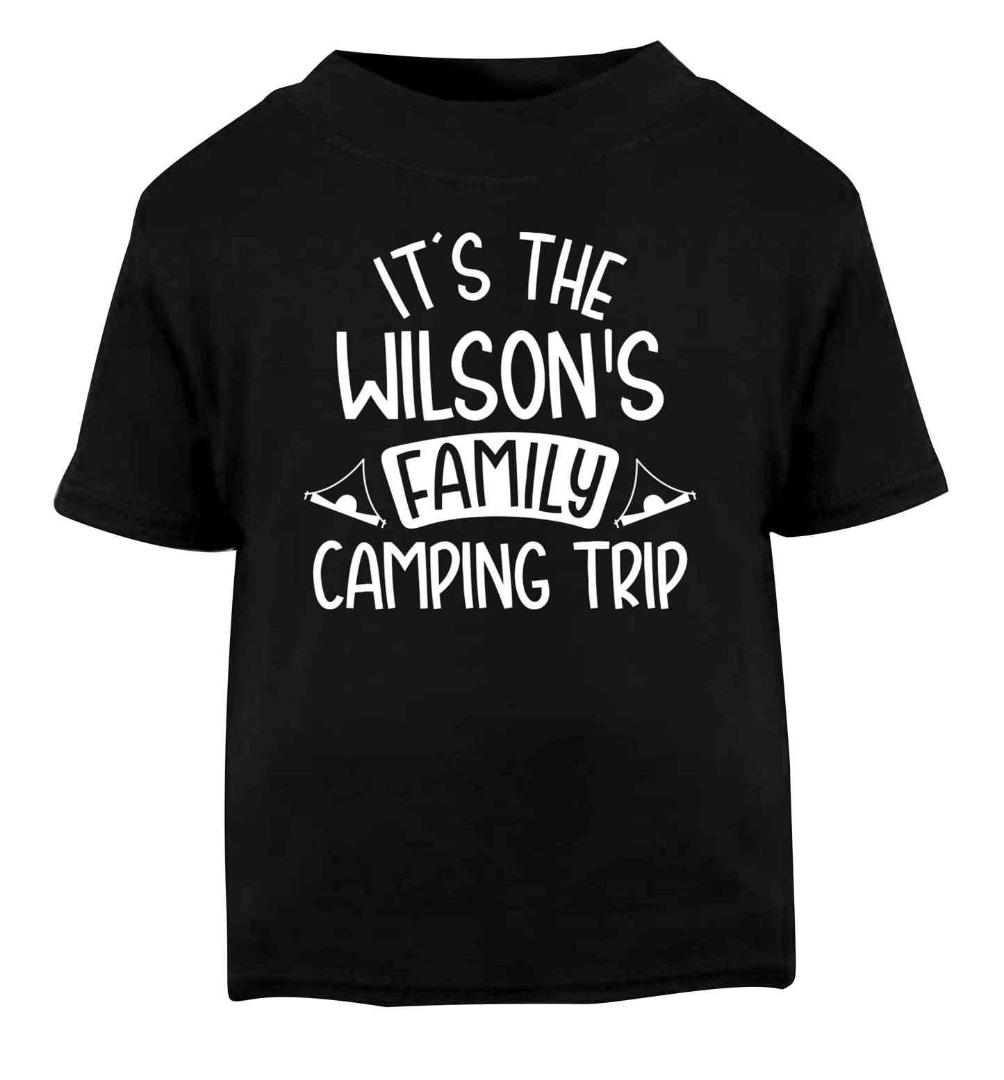 It's the Wilson's family camping trip personalised Black Baby Toddler Tshirt 2 years