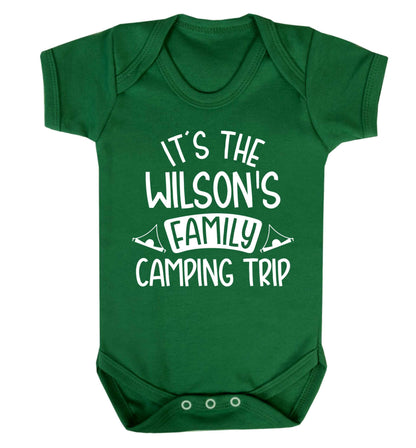 It's the Wilson's family camping trip personalised Baby Vest green 18-24 months