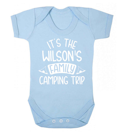 It's the Wilson's family camping trip personalised Baby Vest pale blue 18-24 months