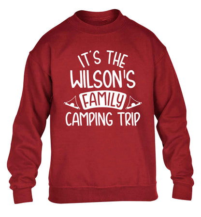 It's the Wilson's family camping trip personalised children's grey sweater 12-13 Years