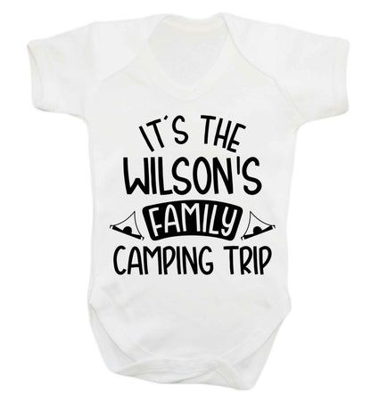It's the Wilson's family camping trip personalised Baby Vest white 18-24 months