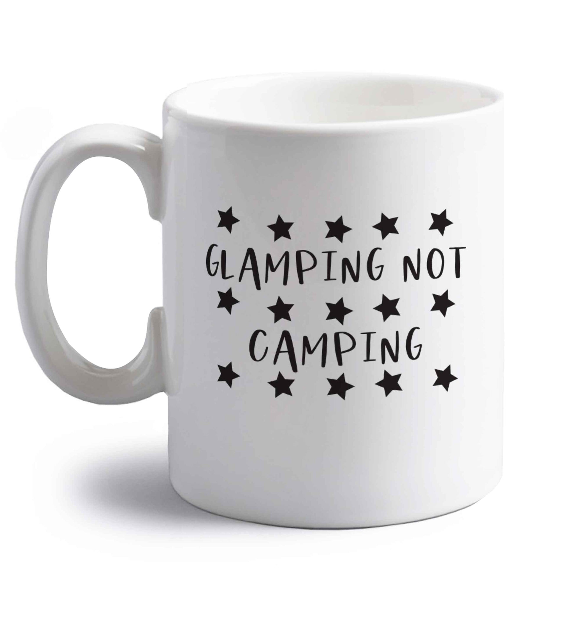 Glamping not camping right handed white ceramic mug 