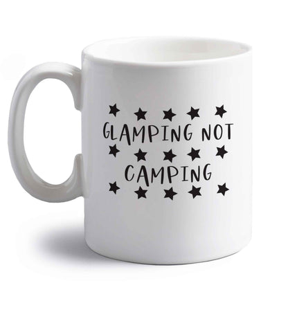 Glamping not camping right handed white ceramic mug 