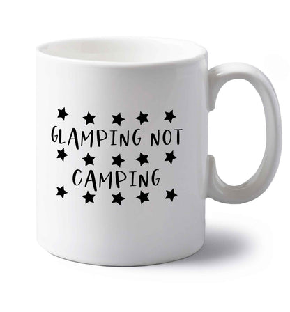 Glamping not camping left handed white ceramic mug 