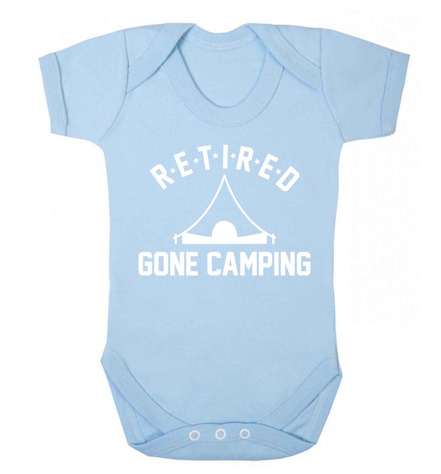 Retired gone camping Baby Vest pale blue 18-24 months