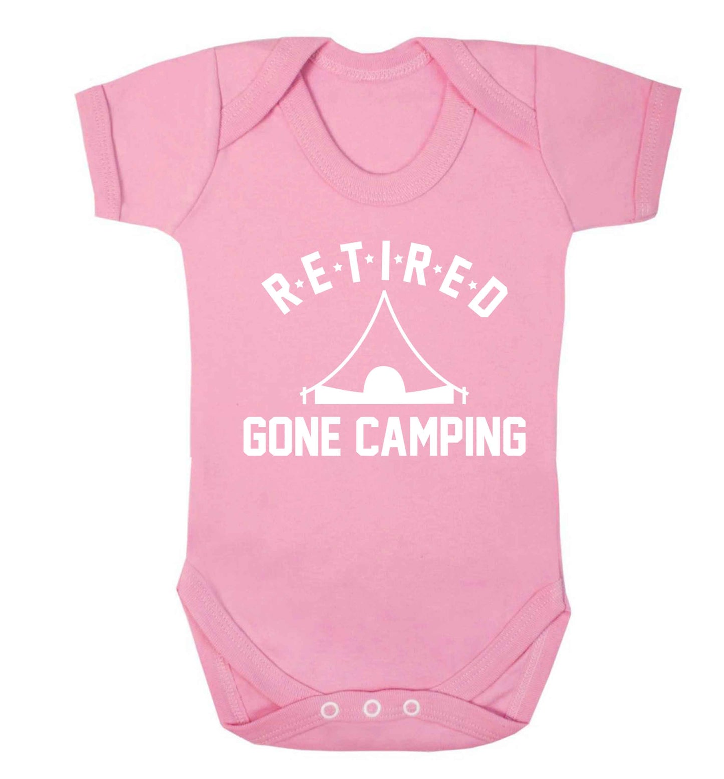 Retired gone camping Baby Vest pale pink 18-24 months