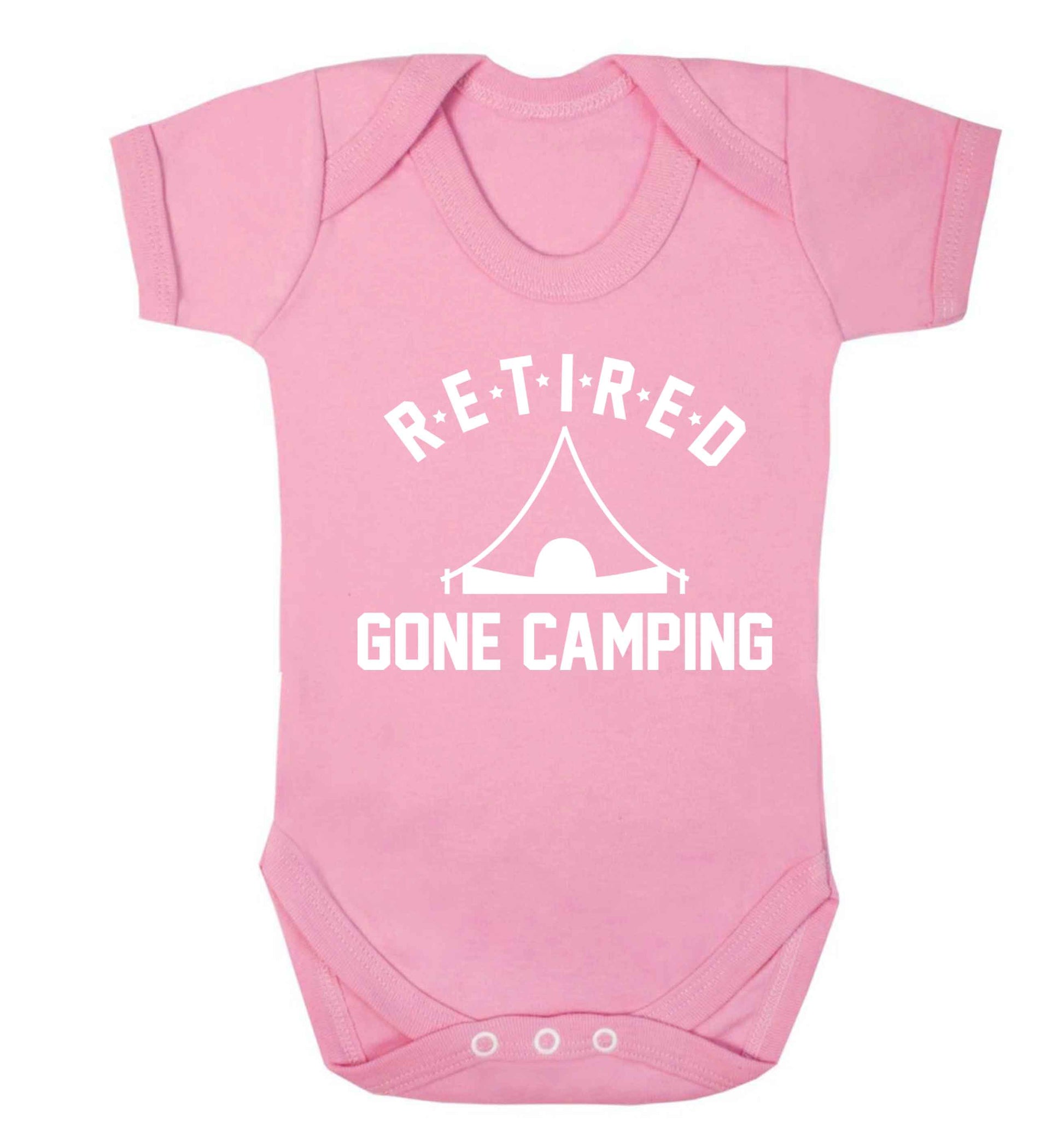 Retired gone camping Baby Vest pale pink 18-24 months