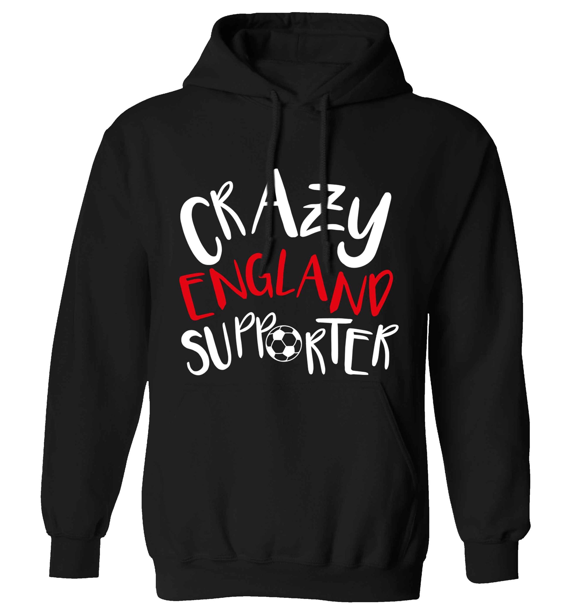 Crazy England supporter adults unisex black hoodie 2XL