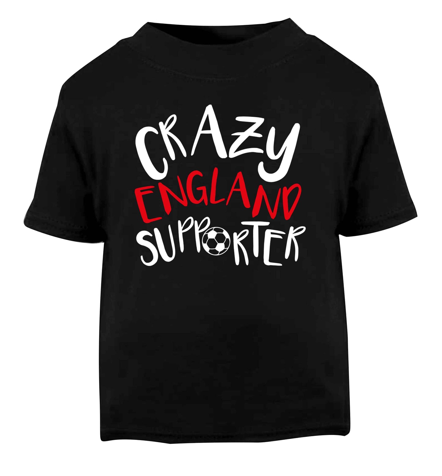 Crazy England supporter Black Baby Toddler Tshirt 2 years