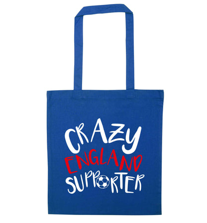 Crazy England supporter blue tote bag
