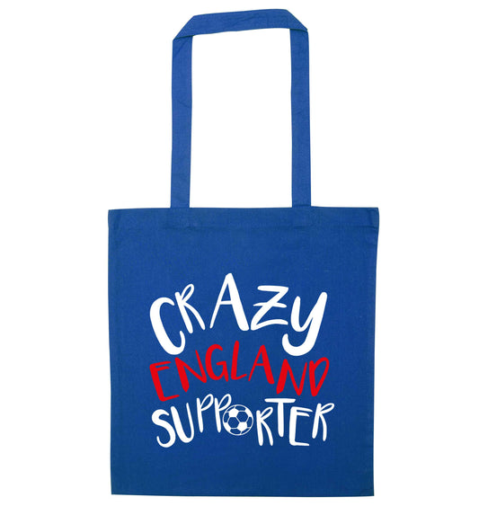 Crazy England supporter blue tote bag