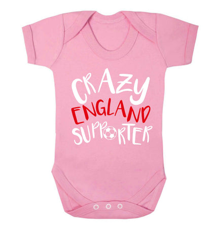 Crazy England supporter Baby Vest pale pink 18-24 months