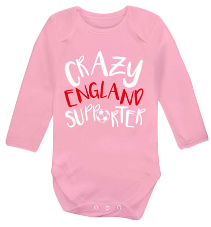 Crazy England supporter Baby Vest long sleeved pale pink 6-12 months