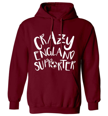 Crazy England supporter adults unisex maroon hoodie 2XL