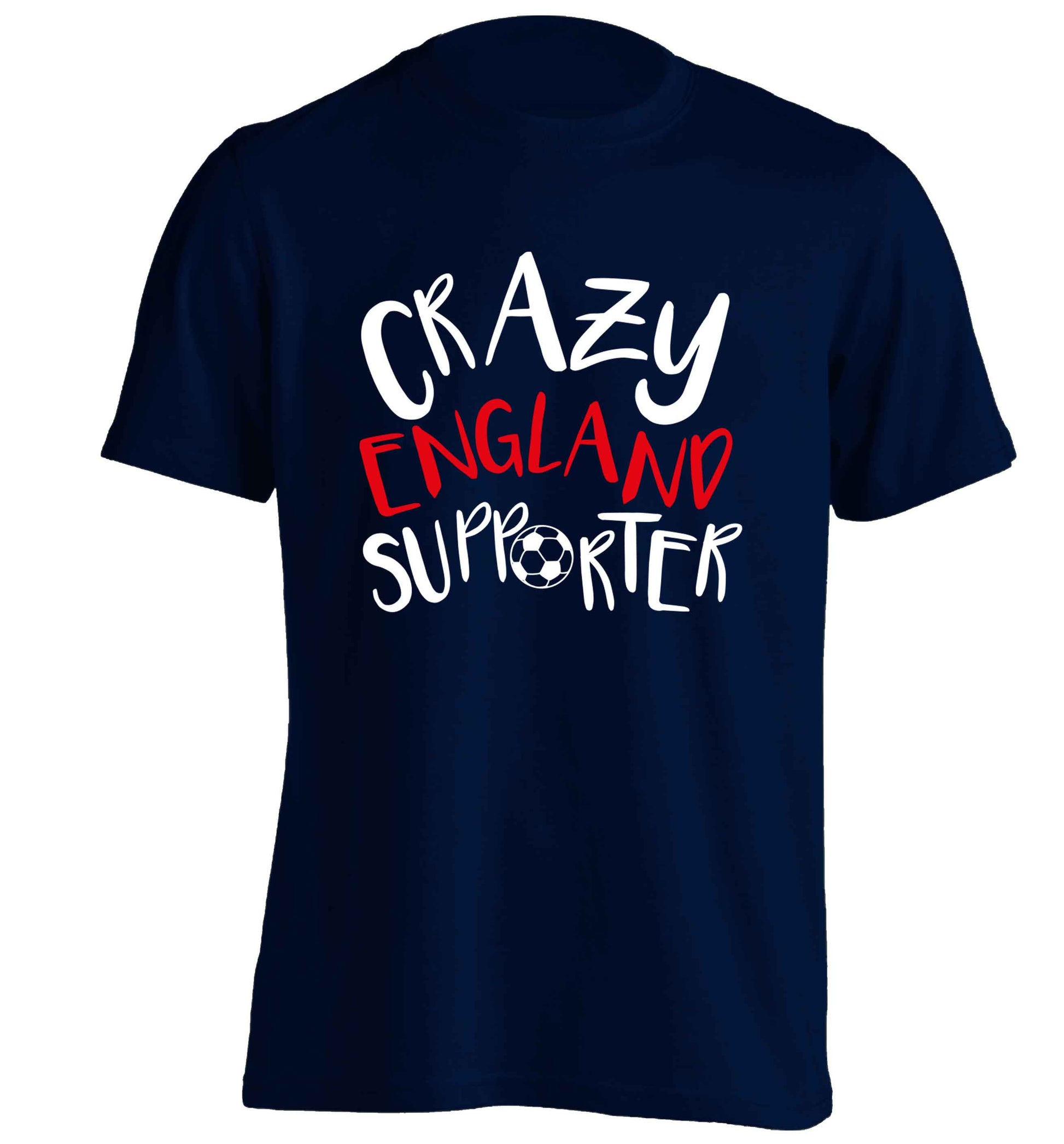 Crazy England supporter adults unisex navy Tshirt 2XL