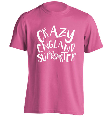 Crazy England supporter adults unisex pink Tshirt 2XL